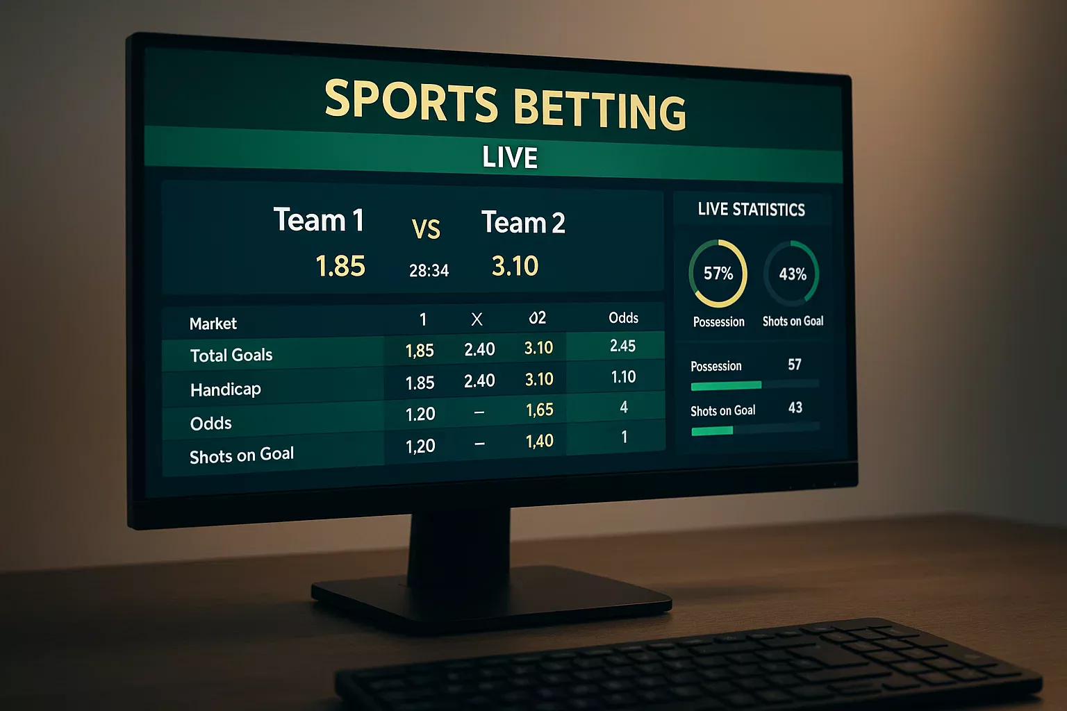 Interface de site de apostas mostrando odds ao vivo sendo atualizadas em tempo real durante partida