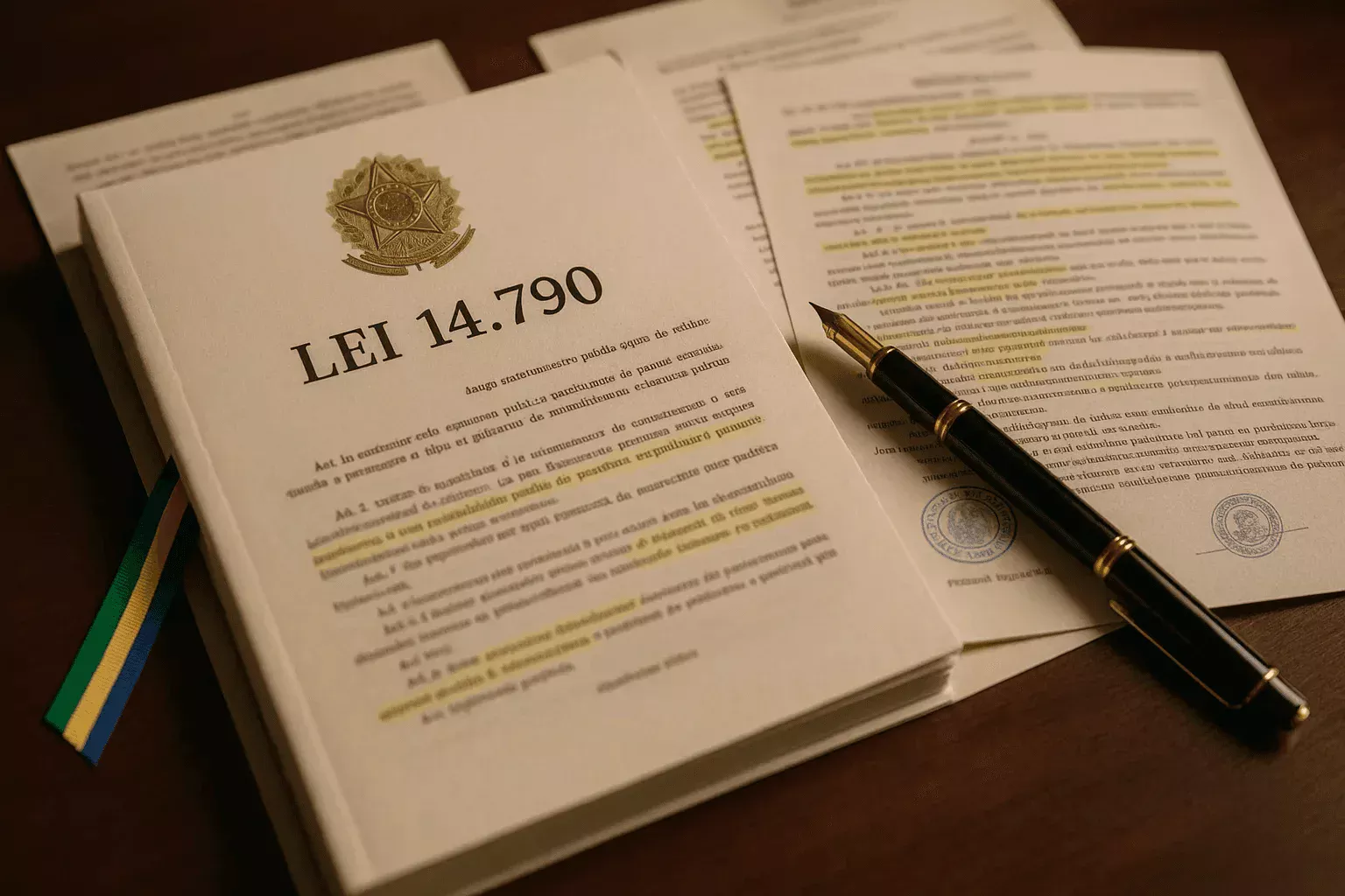Documento oficial da Lei 14.790 sobre apostas esportivas com selo do governo brasileiro