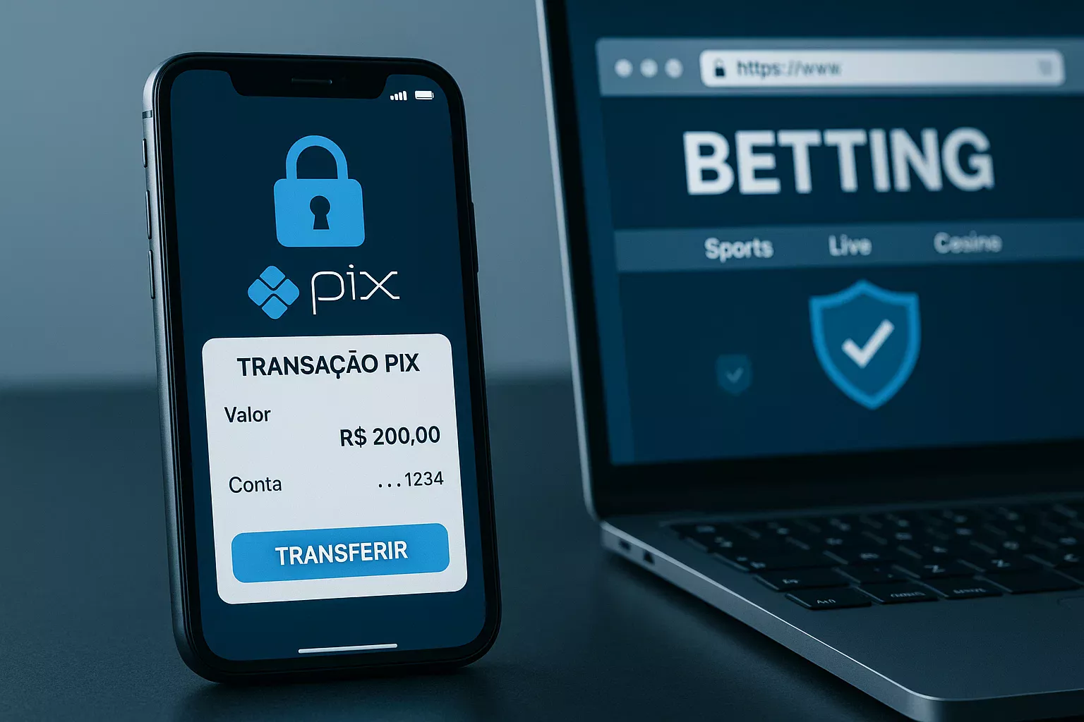 Cadeado digital simbolizando segurança nas transações Pix para apostas esportivas